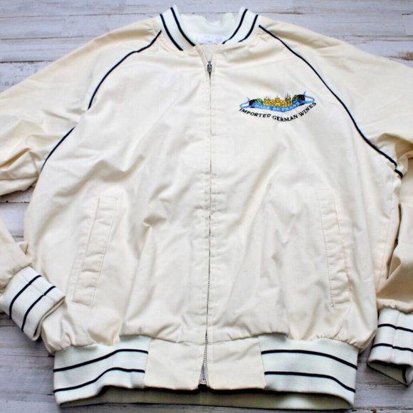 Vintage King Louie Pro Fit Bomber Jacket LG HAUS OF FRANZ GERMAN WINES Made USA - Picture 1 of 8